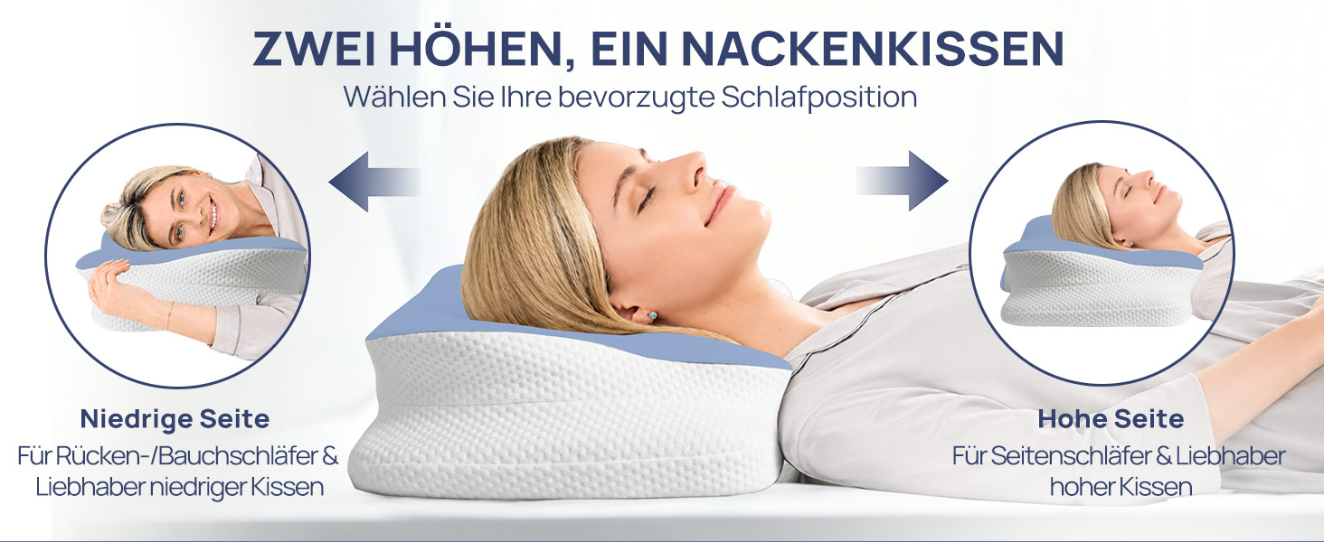 Подушка ортопедична Mulisoft Memory Foam для сну на боці, спині та животі, сіра, розмір М