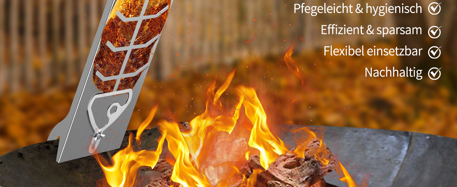 Решітка для приготування лосося на відкритому вогні (Flammlachsbrett) з нержавіючої сталі, 56x17 см, для грилів та вогнищ