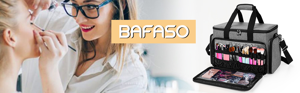 BAFASO Косметичка сіра – органайзер для макіяжу, зберігання косметики для жінок, дівчат і візажистів, без аксесуарів
