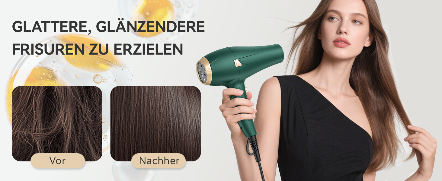 Професійний іонізатор для волосся Föhn: Швидкий фен з іонізацією, 3 режими нагріву, 2 швидкості, насадка-дифузор, 2400W, для дому та салону