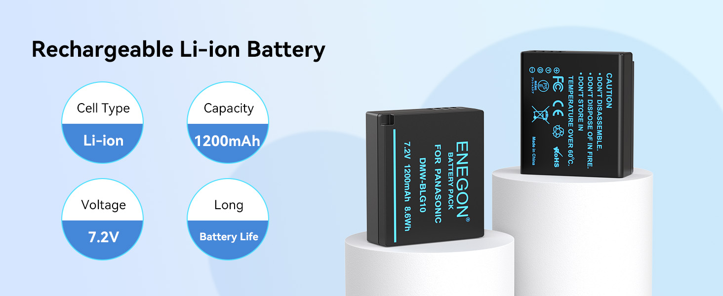Акумулятор ENEGON DMW-BLE9/DMW-BLG10 для Panasonic Lumix (2 шт.) + USB-C зарядний пристрій з LCD дисплеєм