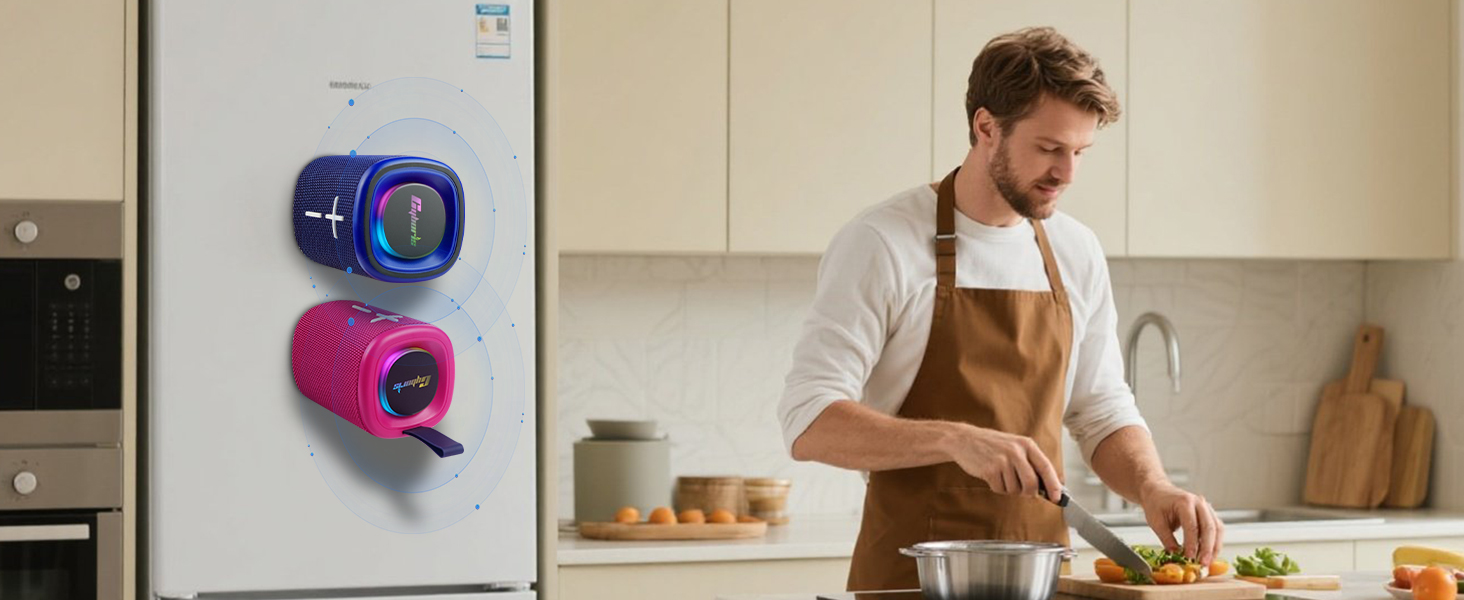 CYBORIS Bluetooth колонка 2-в-1 40W, водонепроникна, з басами, RGB підсвіткою, до 24 год роботи, для дому/вулиці/подорожей
