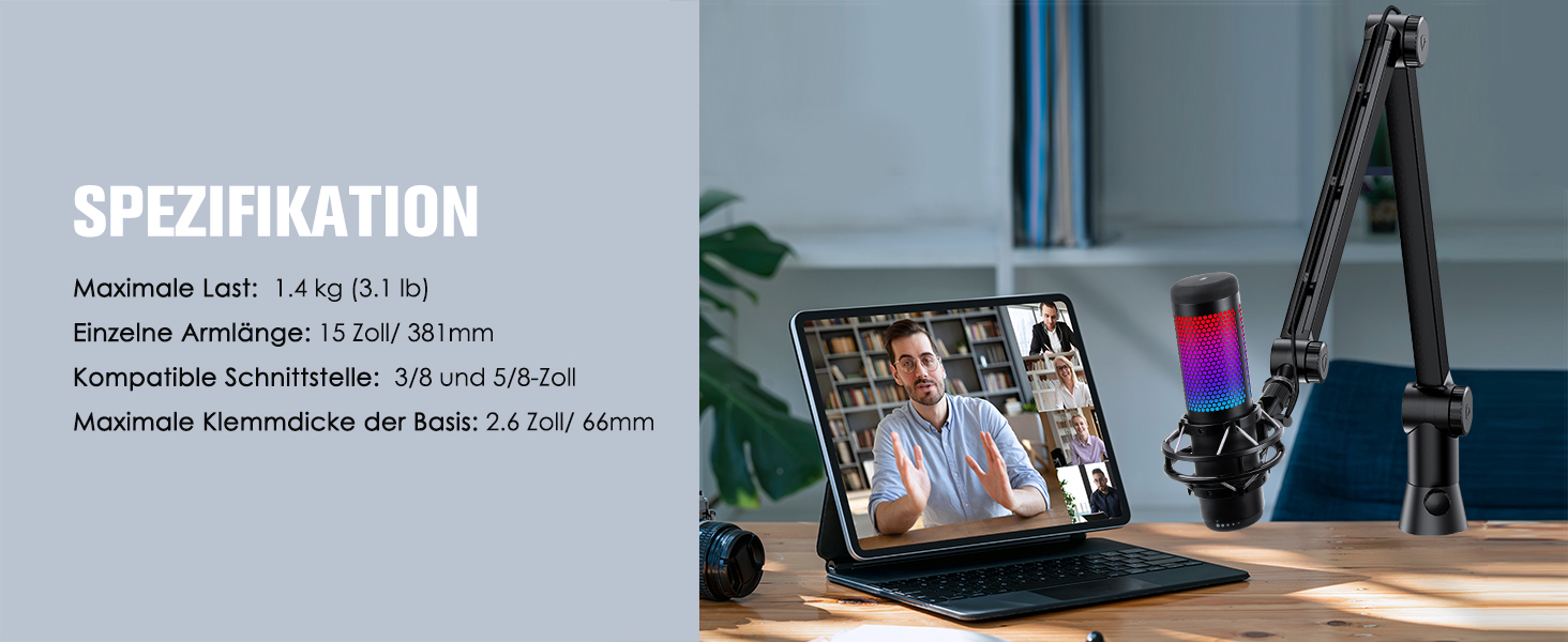 Тримач для мікрофону YOUSHARES Premium NBA6 - сумісний з Shure SM7B, Rode PodMic, Blue Yeti та ін.