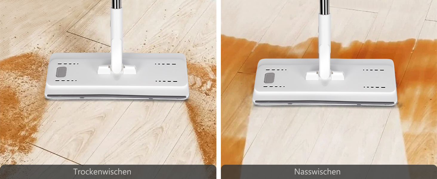 Набір для миття підлоги з відром, Masthome - компактний моп та відро з віджиманням, 3 мікрофібрових насадок та нержавіюча ручка, 2 в 1, для дерев'яних, плиточних та мармурових підлог (білий)