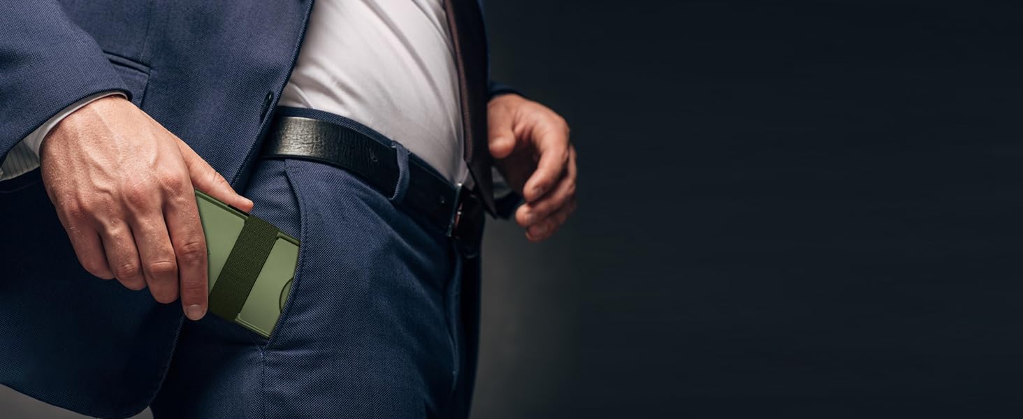 Чоловічий гаманець TOYFID з відділом для AirTag, 12 слотів для карток, відділенням для грошей, RFID захистом, кнопкою виштовхування, алюміній, зелений