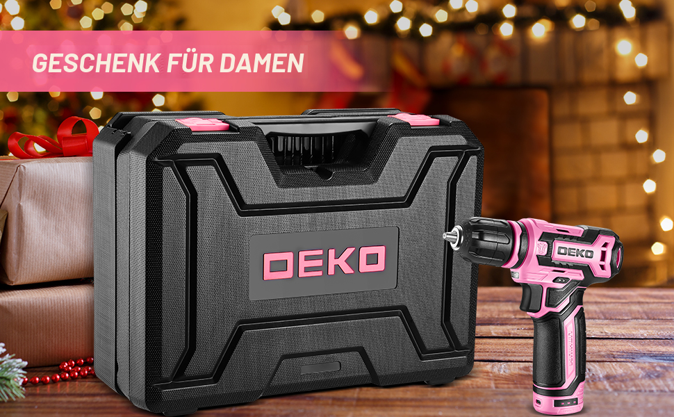 Акумуляторна дриль-шуруповерт DEKO 12V рожева: набір інструментів 238 шт. з акумулятором для дому та ремонту