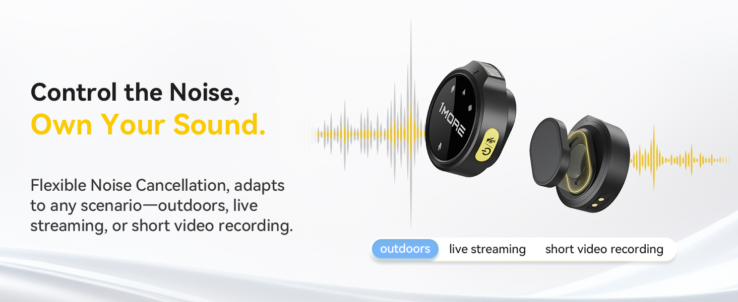 Мікрофон-лапка 1MORE бездротовий (2TX + 2 RX + кейс) для iPhone/Android/PC, шумозаглушення, 48kHz/24-Bit, 100м, 18год, відеозйомка, Vlog