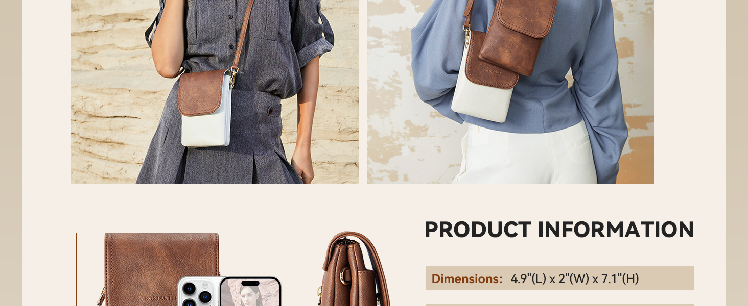 Сумка-клатч BOSTANTEN Klein через плече для телефону, сіра PU шкіра, жіноча, з гаманцем