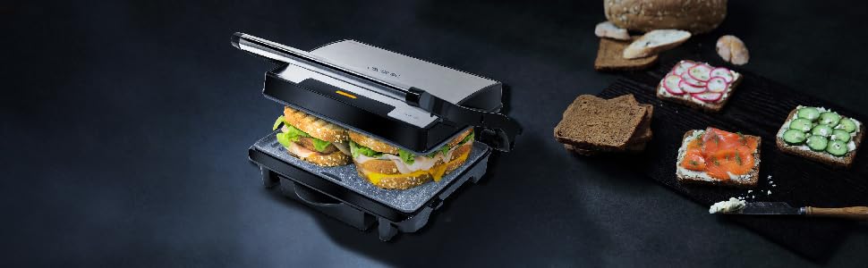 Cecotec Rock'nGrill Dark 1000 Electric Grill with Stone Coating - 1500W, PTFE & PFOA Free