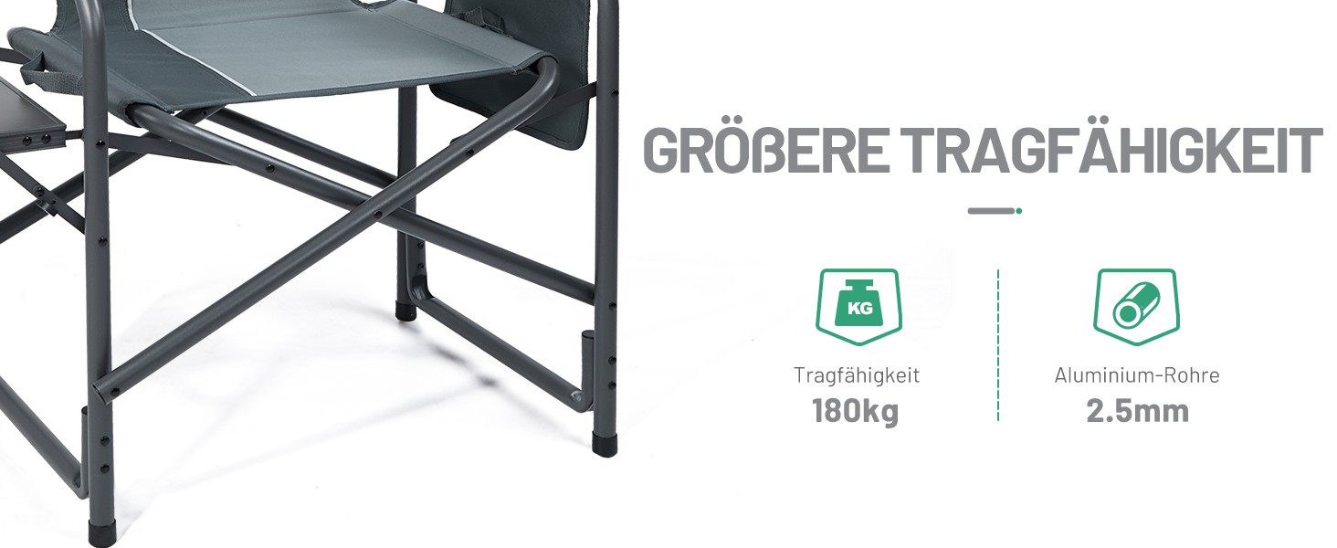 Складний туристичний стілець Timber Ridge з алюмінію, 3,3 кг, 180 кг, з бічним столиком, кишенькою та тримачем для напоїв - для кемпінгу, риболовлі, пляжу, пікніка, фестивалів (сірий)