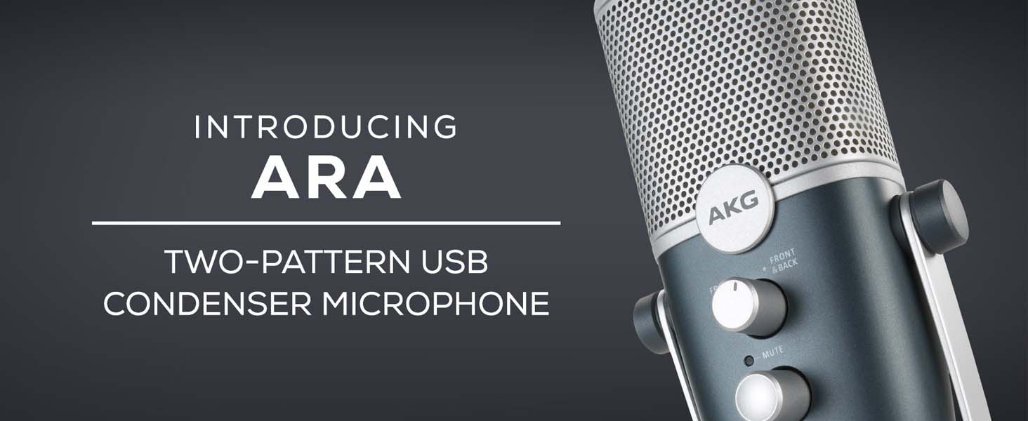 AKG Ara USB-C конденсаторний мікрофон для подкастів, відео, геймінгу та стрімінгу, синьо-сріблястий