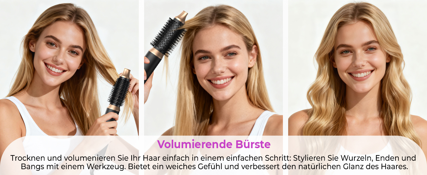 Airstyler 5 в 1: Фен-щітка, локони, випрямлення. Набір для волосся, чорний/золотий