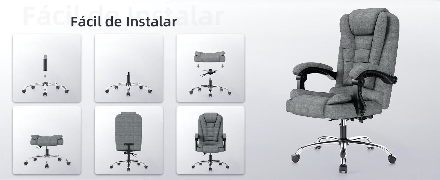 Крісло Rattantree для офісу та дому: ергономічне комп'ютерне крісло з регулюванням висоти та нахилу, PU шкіра (темно-сірий)