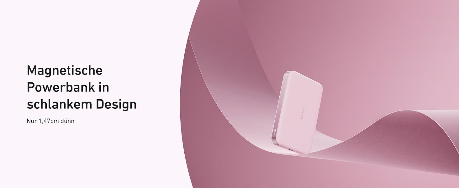 Anker MagGo Powerbank 10000mAh: портативний зарядний пристрій з MagSafe для iPhone 16/15/14/13 (Рожевий)