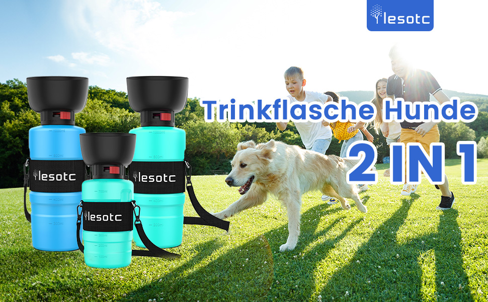 Складана пляшка для води для собак Lesotc 800 мл, блакитний колір, для прогулянок, подорожей та кемпінгу