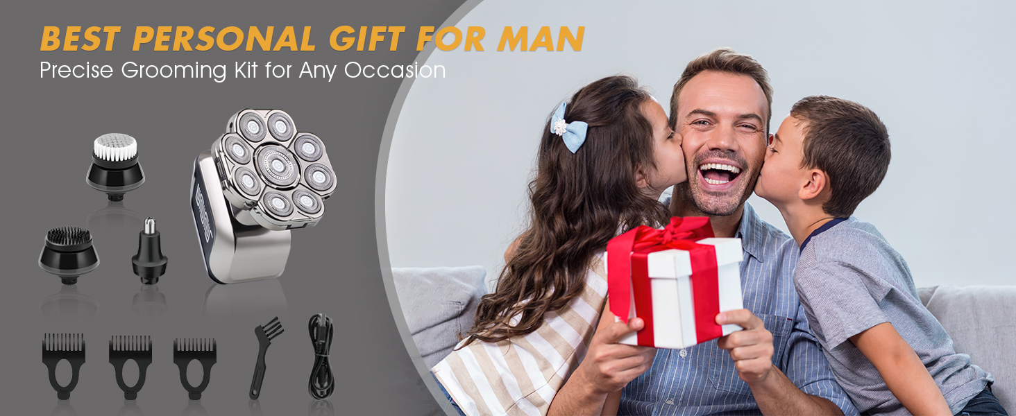 Електрична машинка для гоління 9D для чоловіків, 5-в-1 набір для догляду, LED-дисплей, USB-C зарядка