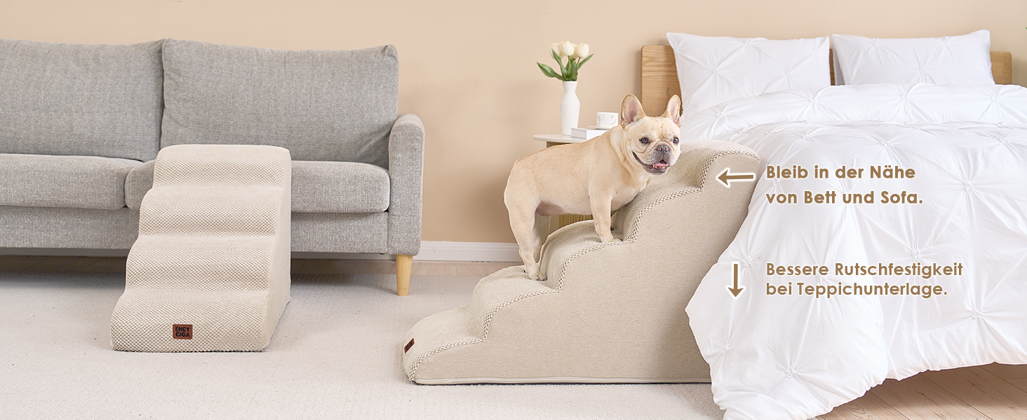 Сходинки для собак EHEYCIGA: компактні та зручні для маленьких собак, 40 см заввишки, 3 сходинки, сірий колір, з миючим покриттям та протиковзким дном (40 x 50 x 30 см)