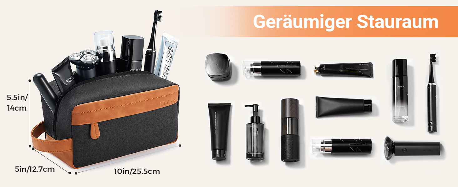 Чоловіча дорожня сумка Elviros для подорожей, подарунок для чоловіка, підвісна, косметичка-доріжній набір, водонепроникна, з PU-шкіри, велика місткість, для подорожей та ванної кімнати, чорна