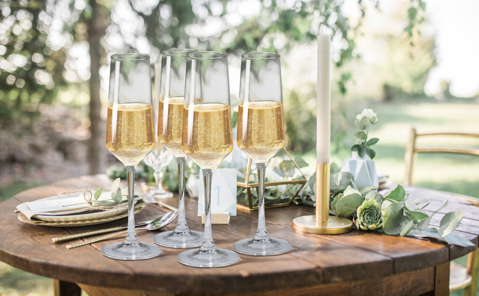 Набір келихів для шампанського ParaCity, 250 мл, 4 шт. - елегантні келихи для ігристих вин, коктейлів, подарунок на день народження, весілля, Новий рік