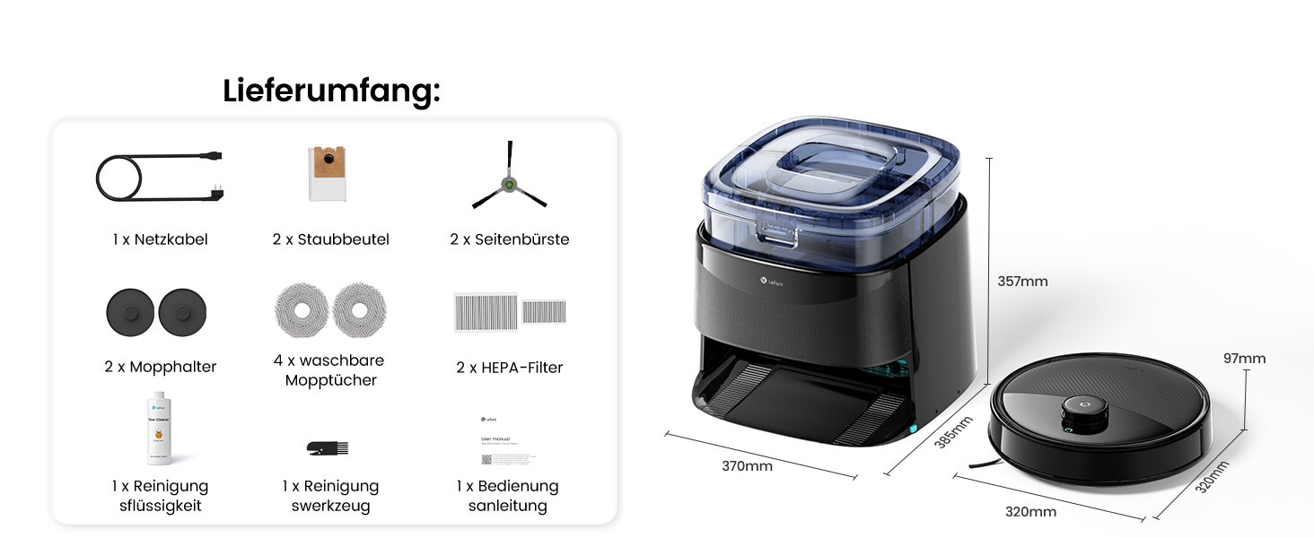 Робот-пилосос LEFANT M210P: потужність 2200Pa, Wi-Fi, Bluetooth, керування через додаток, 6 режимів, автоматична зарядка, для твердих підлог та шерсті тварин