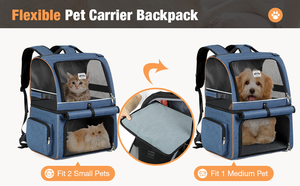 Подвійний рюкзак для котів на 2 котів - великий переносний рюкзак для котів/собак до 11 кг - блакитний