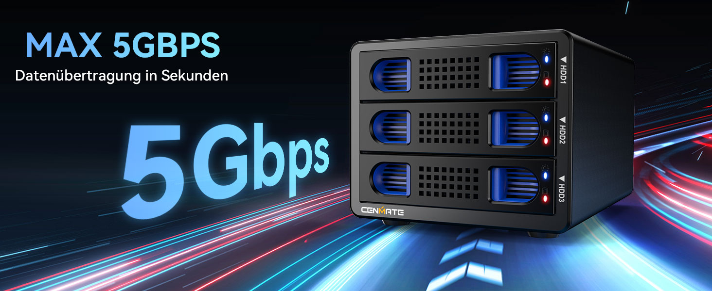 Корпус для жорстких дисків на 3 відсіки з алюмінію, USB 3.0, SATA HDD/SSD, Hot-Swap, DAS (без RAID/NAS)