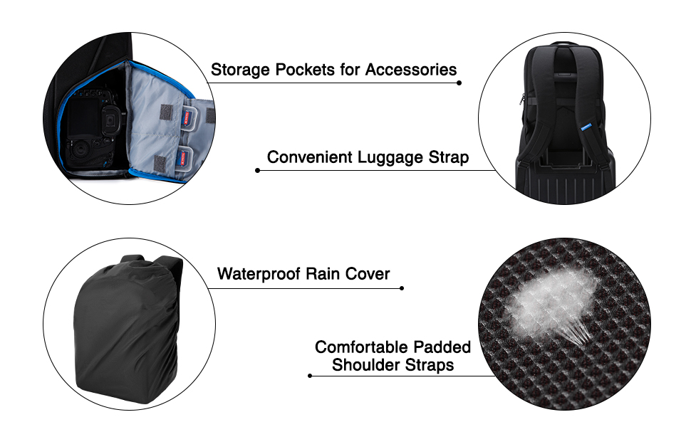Bagsmart Рюкзак для фотокамери, DSLR/SLR, з відділенням для ноутбука 13.3