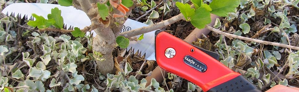 Складана садова пилка TABOR TOOLS TTS25E з вигнутим лезом для обрізки дерев, садових робіт, полювання, туризму, кемпінгу