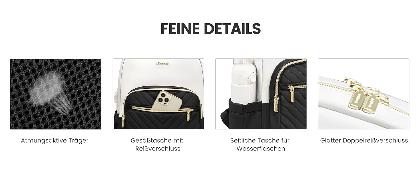 LOVEVOOK Рюкзак для жінок, великий, 15.6 дюймів, сумка для ноутбука, водонепроникний, шкільний рюкзак для дівчаток-підлітків, чорний, елегантний, сумка для роботи, для школи, університету, подорожей, 15.6 дюймів (15.6', Бежево-чорний-коричневий)