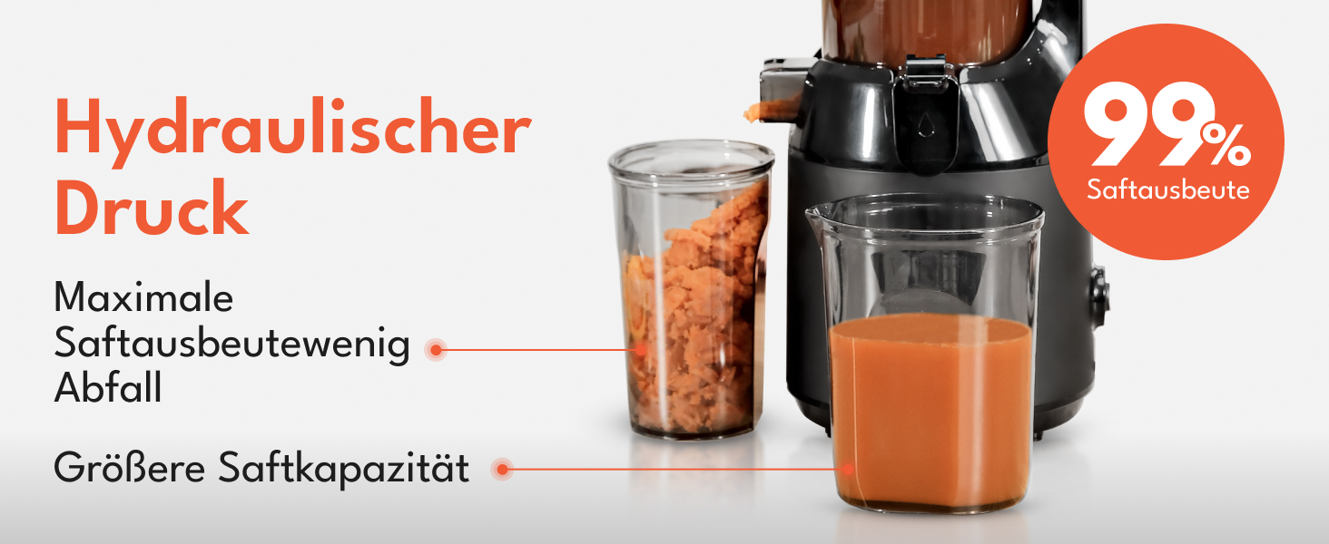 Електричний соковитискач LEBENLANG Slow Juicer з рецептами та великим соковидом 135 мм | Для фруктів, овочів, 100% BPA-Free | Мастикуючий соковитискач