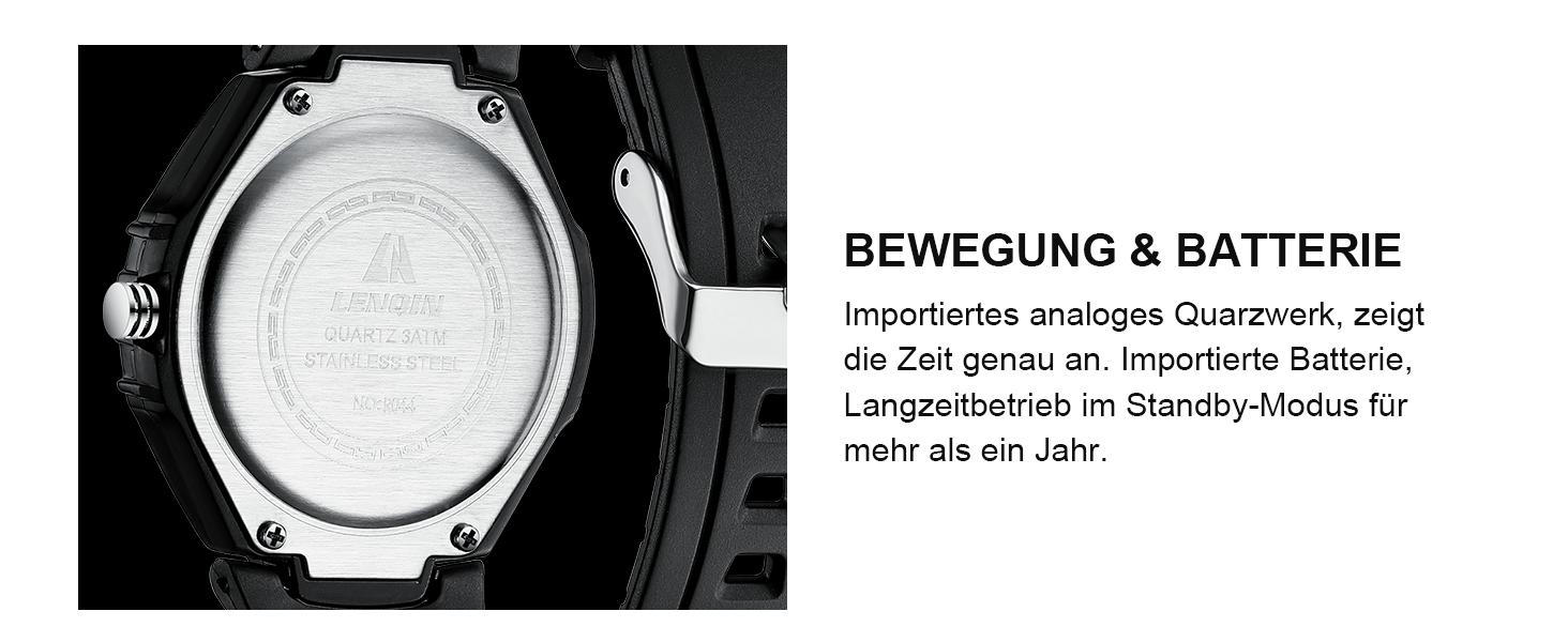 Чоловічий годинник LN LENQIN з нержавіючої сталі, кварцовий аналоговий годинник на зап'ясті, водонепроникний 30M, модний casual годинник для чоловіків (11- Чорний Чорний Білий)