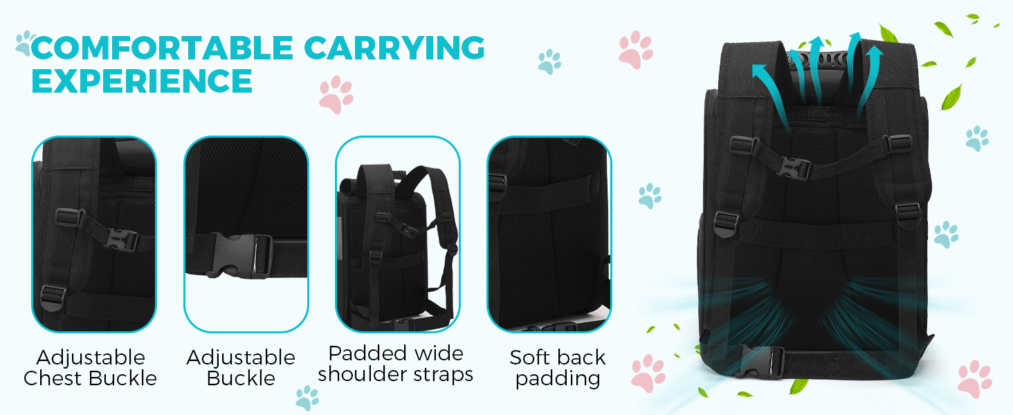 Рюкзак для кота/собаки, чорний, складаний, з сіткою, з внутрішнім шнуром безпеки, до 8 кг