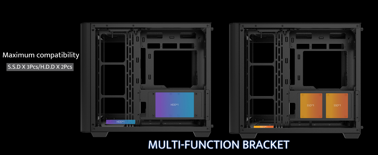 darkFlash ATX корпус для ігрового ПК Mid-Tower, 4 ARGB вентилятори, прозора передня панель, 2 камери, Typ-C, підтримка 2x360 AIO, чорний (DPW90)