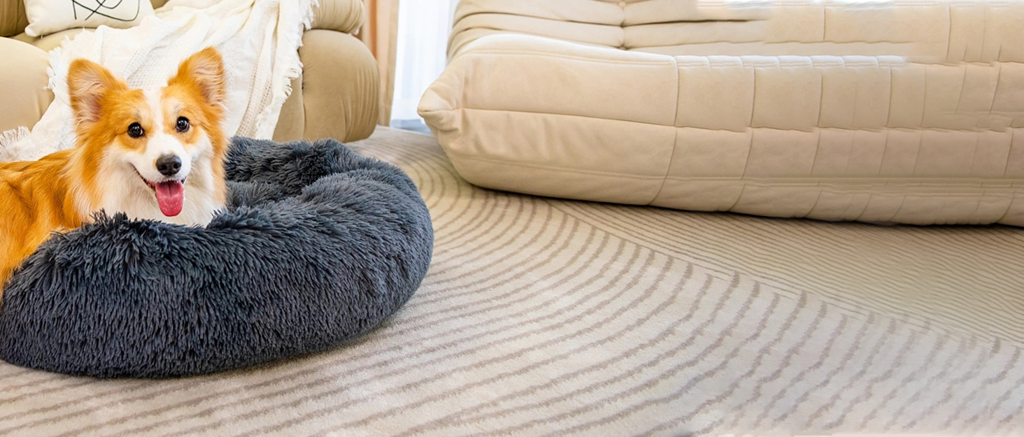 Кругле ліжко для котів та собак Nisrada, 60 см, рожеве, з неслизьким дном