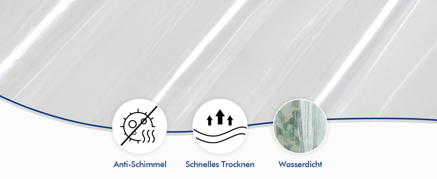 Шторка для душу MIULEE 180x210 см прозора з антигрибковим покриттям, пластикова, водонепроникна, з магнітними вагами, швидковисихаюча, з 12 кільцями, для ванни, 1 шт.