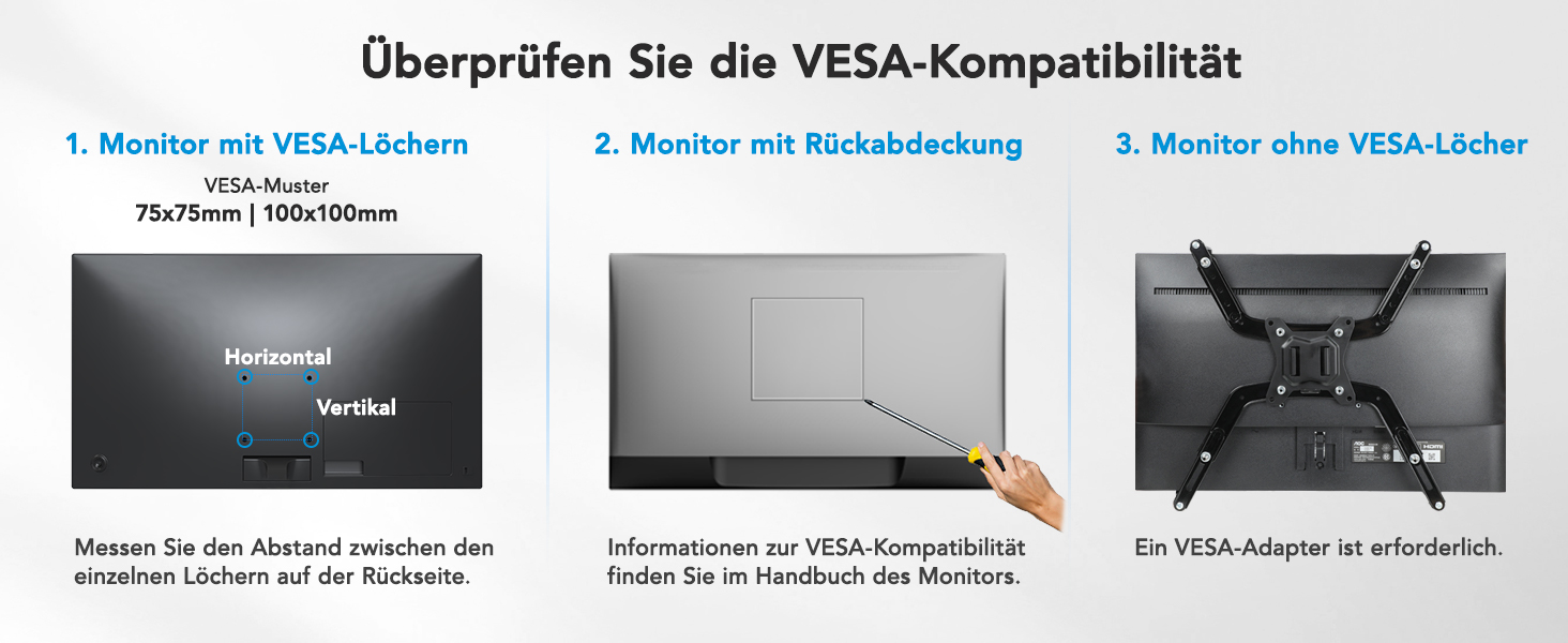 Кріплення для монітора HUANUO - 2 монітори, 13-32 дюйми, для геймінгу, регулювання висоти, настінна, VESA 75/100mm