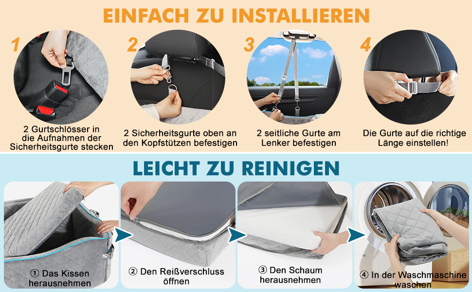 Автомобільний лежак для собак - переноска для маленьких собак до 20 кг з ременем безпеки, сірий колір