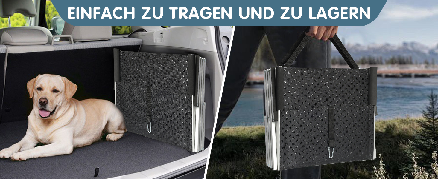 SDLDEER Dog Ramp for Car - 4 Step Collapsible Dog Ramp, Adjustable Height, Supports up to 80kg, Suitable for All Vehicles