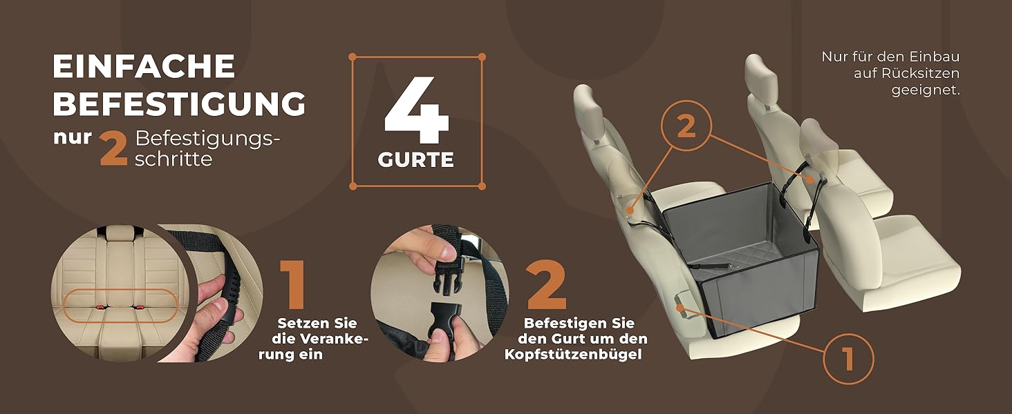 Автокрісло для собак Wuglo Extra Stabiler – надійне, водонепроникне автокрісло для собак середніх розмірів до 18 кг, сірого кольору