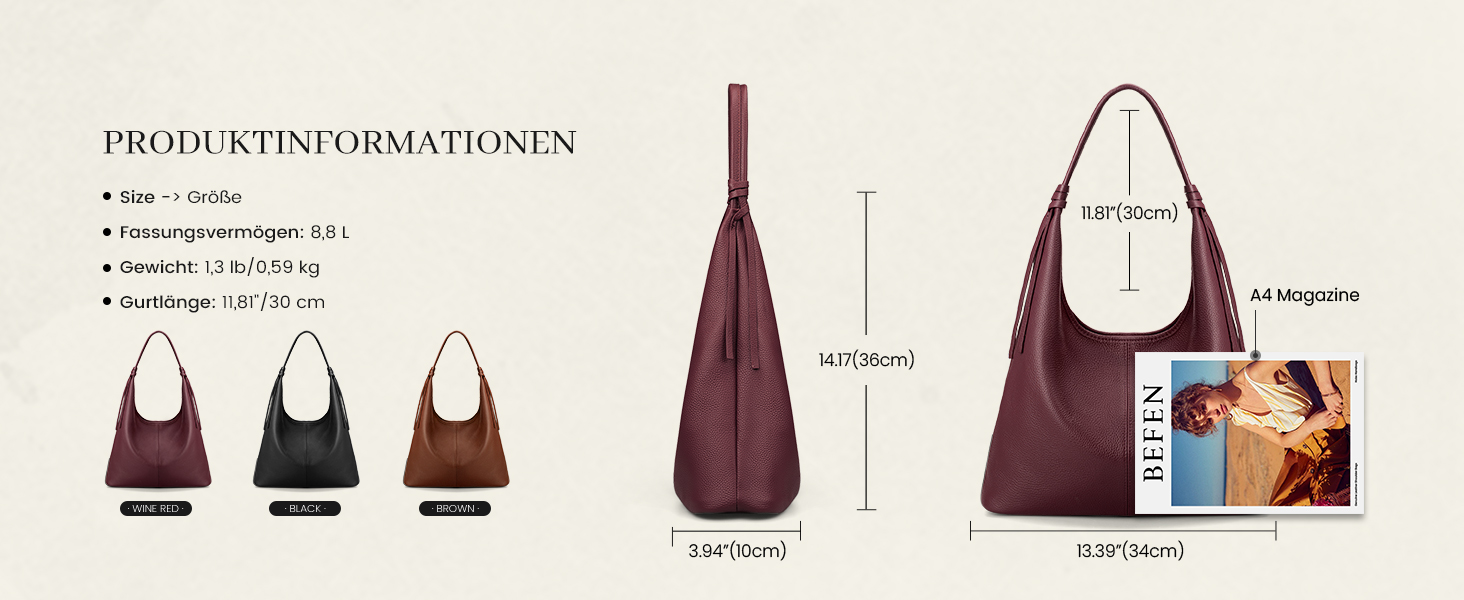 Сумка жіноча шкіряна befen Grande Shopper, чорна елегантна сумка-тоут через плече для роботи та навчання