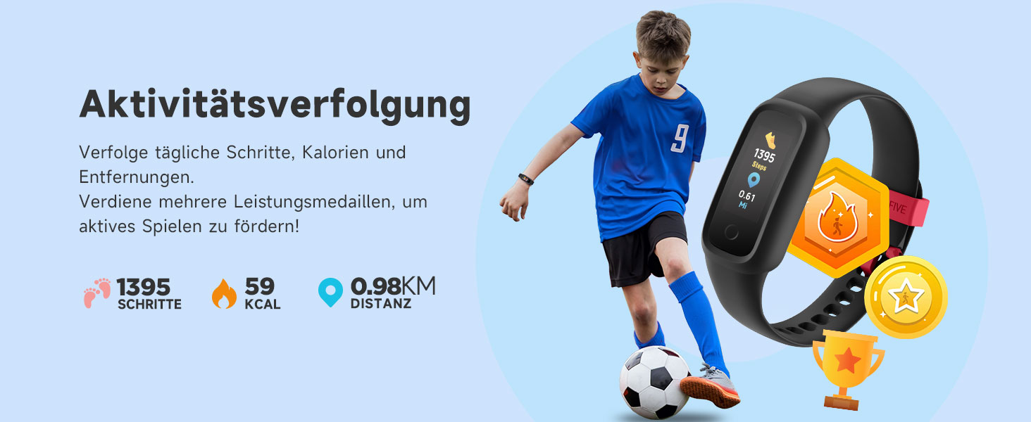 Фітнес-трекер BIGGERFIVE Vigor 2 L для дітей: пульсометр, шагомір, монітор сну, IP68, чорний