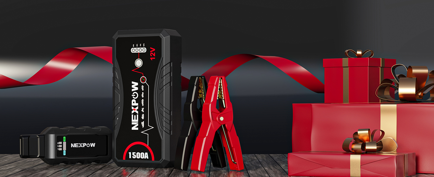 Powerbank для авто NEXPOW Starthilfe 1500A: стрибковий стартер з LED ліхтариком та USB, 12V для бензинових (7.0L) та дизельних (5.5L) двигунів