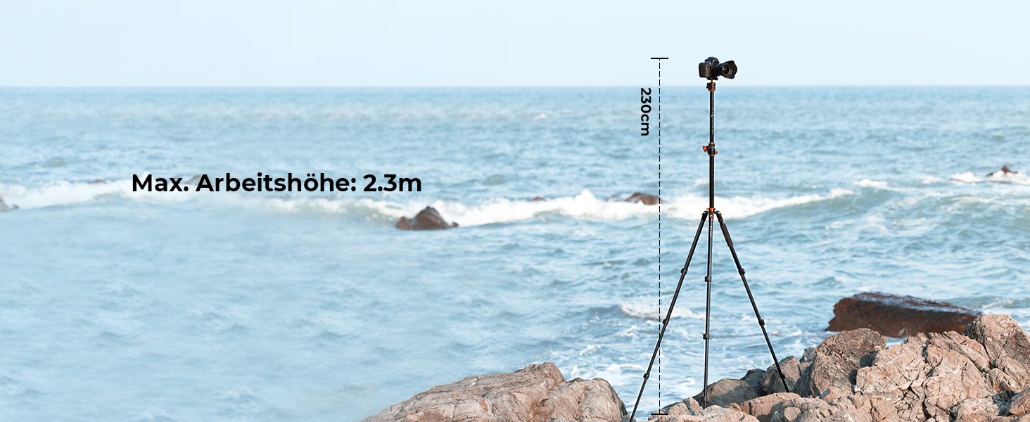 Штатив K&F Concept T254A7+BH-28L для камери, 230 см, з кульковою головкою, 10 кг, для зовнішньої та внутрішньої зйомки