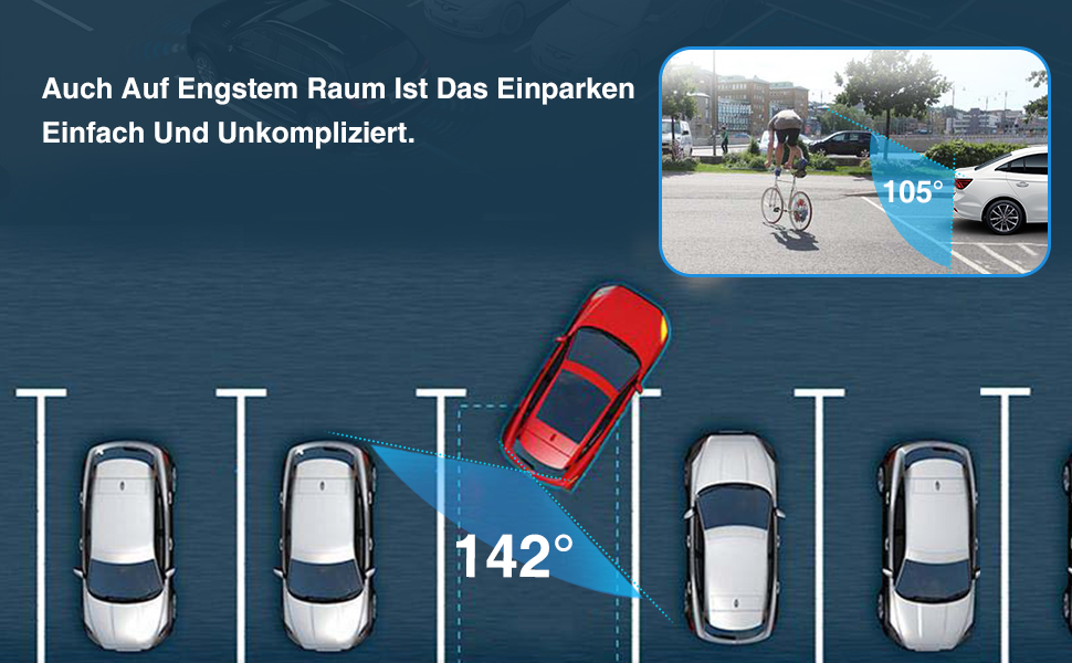 Автомобільна HD камера заднього виду PARKVISION, 142° широкий кут, нічне бачення, металевий корпус, паркувальні лінії, чорна