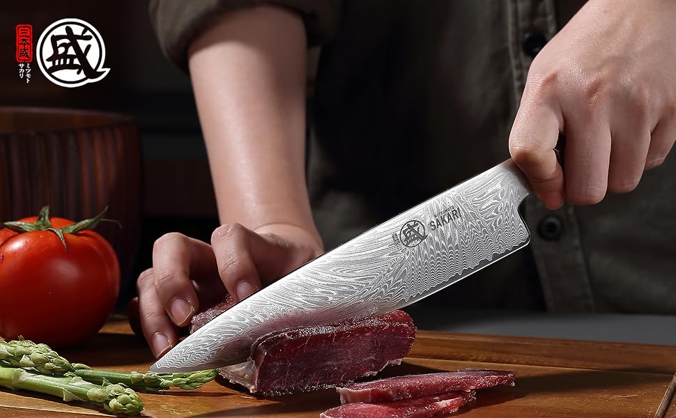 Японський кухонний ніж MITSUMOTO SAKARI Gyuto 20 см, порошковий сталь VG-Pro, біла ручка