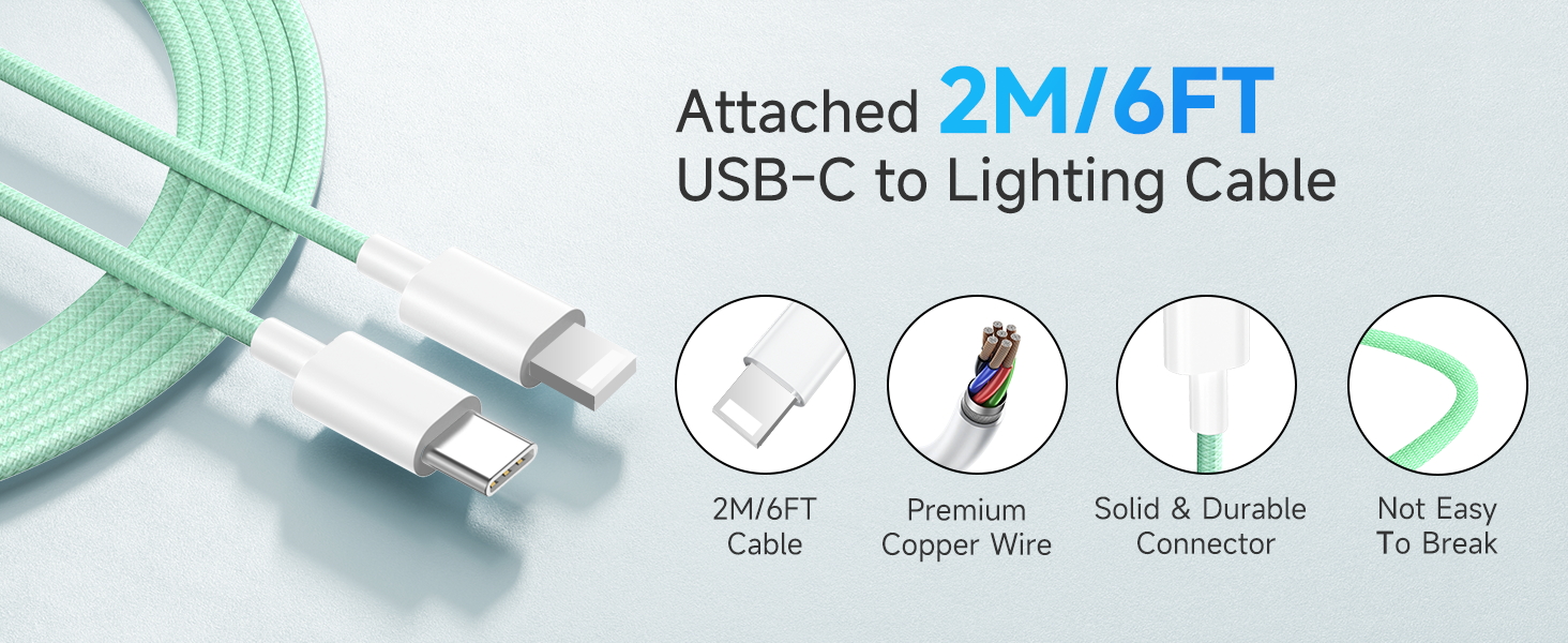 Зарядний пристрій 20W USB-C з кабелем Lightning для iPhone 14/13/12/11/X/XR/XS/Mini/SE, 2 шт. - Рожевий + Зелений