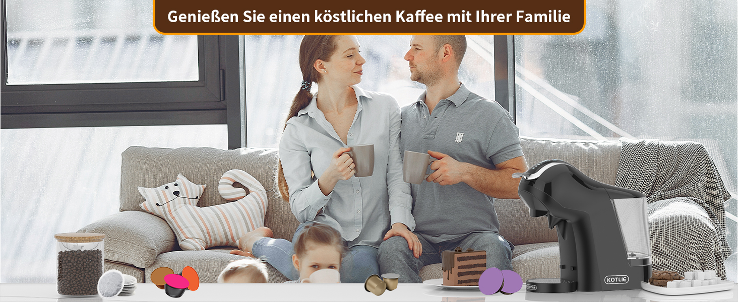 Кавомашина KOTLIE 5-в-1 для капсул, меленої кави та ESE (44 мм), чорна (EM-308A)