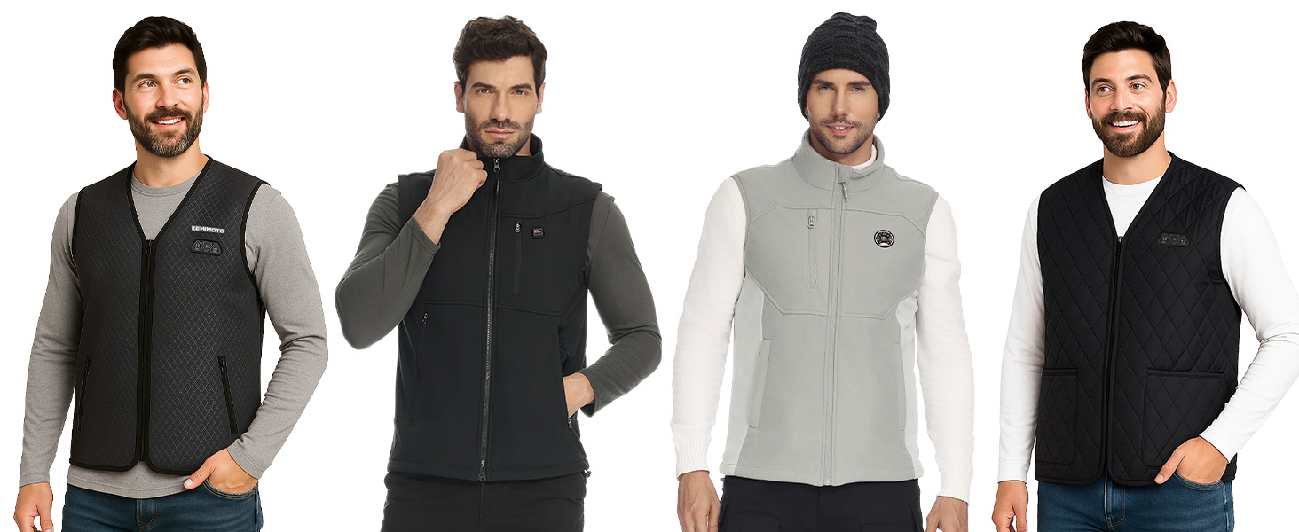 Обогреваемая жилетка KEMIMOTO для мужчин: 6 зон обігріву, 3 рівні нагріву, USB, для катання на лижах, риболовлі, мотоцикла, кемпінгу, сіра
