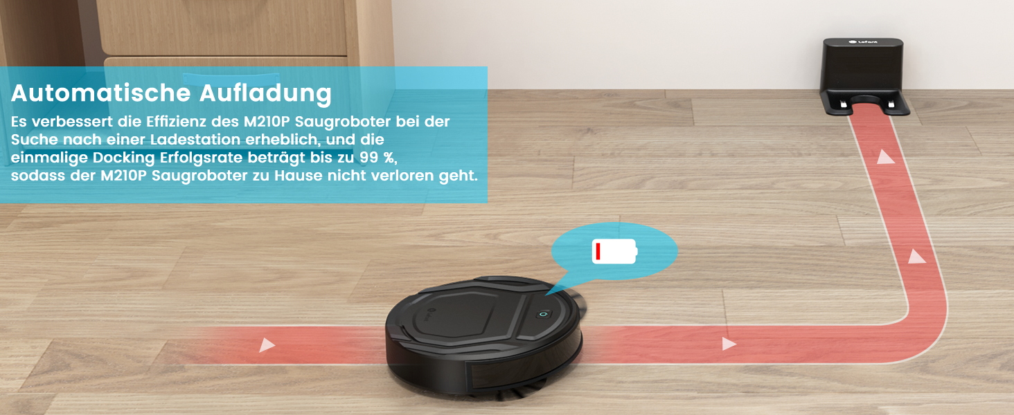 Робот-пилосос LEFANT M210, ультратонкий, потужний, з Wi-Fi, сумісний з Alexa, керування через додаток, самостійна зарядка, тихий, для шерсті тварин, килими, білий/чорний