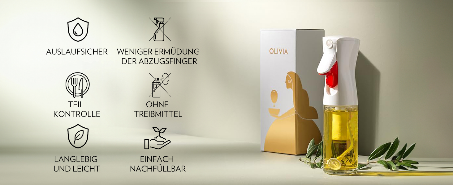 Розпилювач для олії FlairRosol Olivia 130 мл, золотий - безперервний розпилювач з контролем порцій для кухні, салатів, грилю